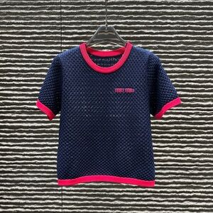 Miu Miu Kids Navy and Pink Textured Tee